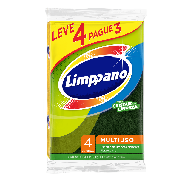 ESPONJA LIMPPANO MULTIIUSO LV4 PG3 COM 4