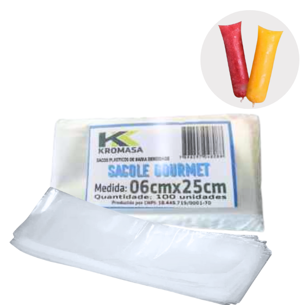 SACO PLÁSTICO BAIXA DENSIDADE 06X25X0.6 SACOLE GOURMET COM 500