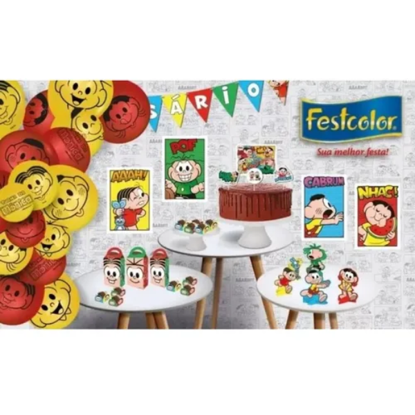 KIT BOLINHO FESTCOLOR TURMA DA MÔNICA COM 7 PEÇAS