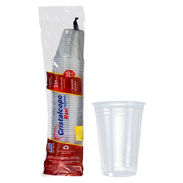 COPO PP CRISTALCOPO 330ML TRANSPARENTE LISO COM 50