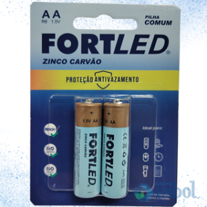 PILHA FORTLED ZINCO AA 1,5V R6 C/2