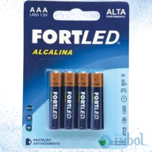 PILHA FORTLED ALCALINA AAA 1,5V LR3 C/4