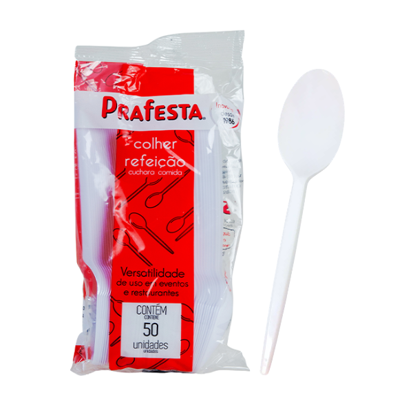 COLHER PRAFESTA REFEIÇÃO BRANCO COM 50