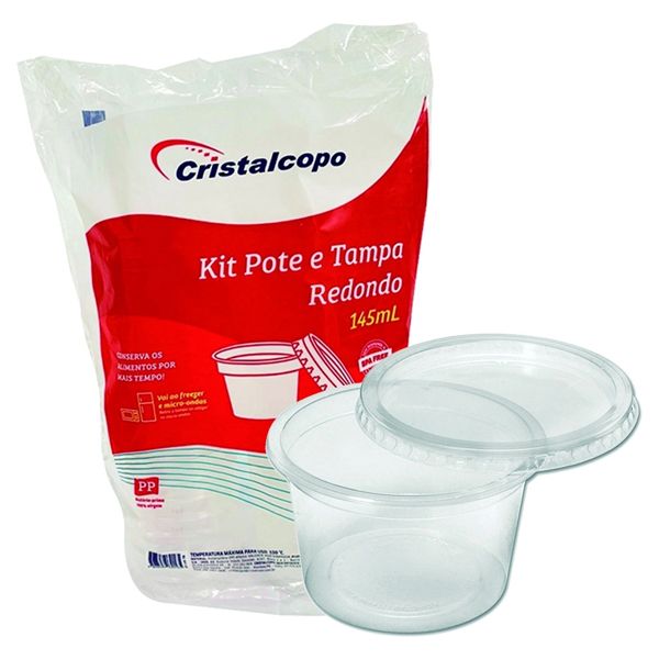 KIT POTE CRISTALCOPO 145ML SOBRETAMPA TRANSPARENTE COM 25