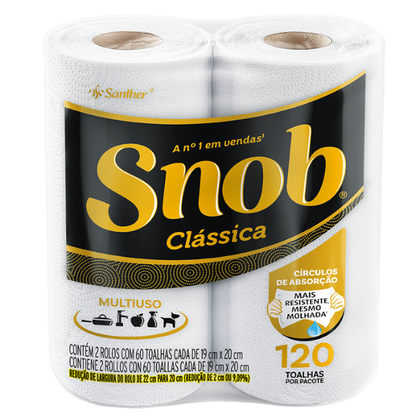 TOALHA PAPEL COZINHA SNOB 19X20 FOLHA DUPLA COM 2