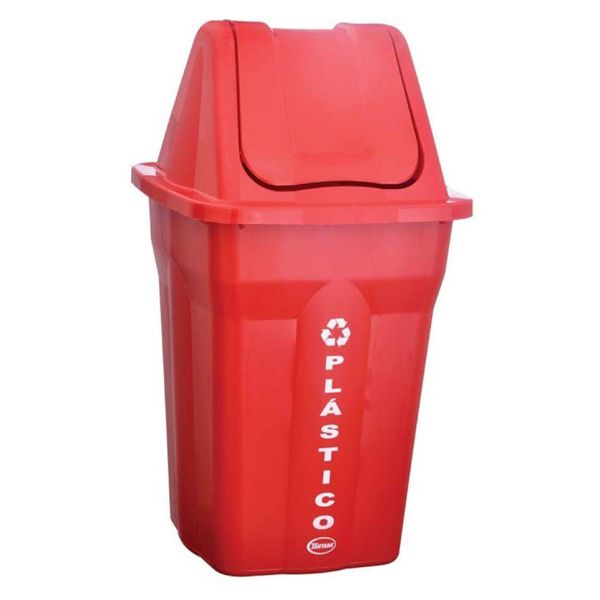 LIXEIRA PLÁSTICA SANTANA BASCULANTE VERMELHO 60L