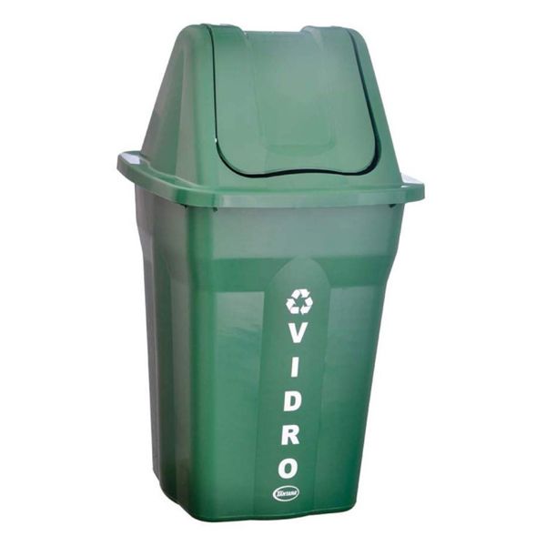 LIXEIRA PLÁSTICA SANTANA BASCULANTE VERDE 60L