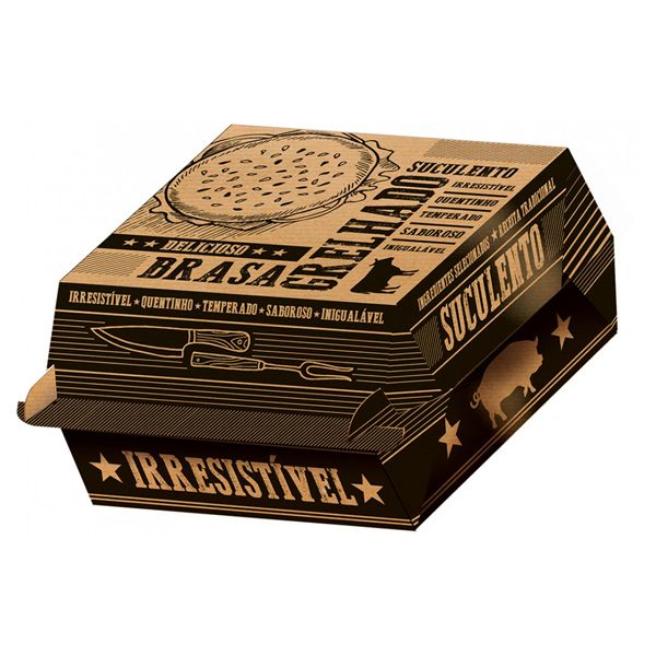 CAIXA PAPEL FESTCOLOR HAMBURGUER KRAFT COM 50