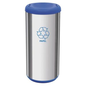 LIXEIRA INOX TRAMONTINA BASCULANTE AZUL 40L