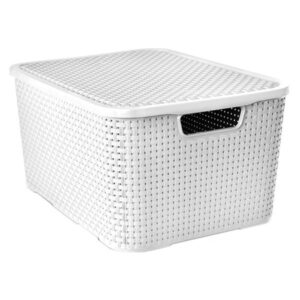 ORGANIZADOR PLÁSTICA ARQPLAST RATAN COM TAMPA 7L BRANCO