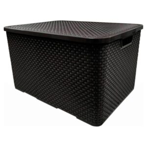 ORGANIZADOR PLÁSTICA ARQPLAST RATAN COM TAMPA 20L PRETO