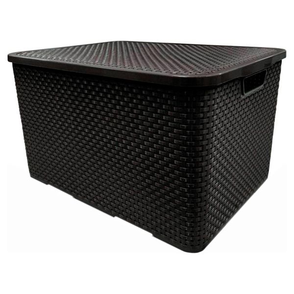 ORGANIZADOR PLÁSTICA ARQPLAST RATAN COM TAMPA 20L PRETO