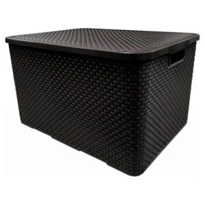 ORGANIZADOR PLÁSTICA ARQPLAST RATAN COM TAMPA 40L PRETO