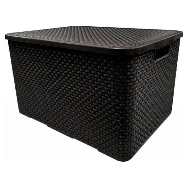 ORGANIZADOR PLÁSTICA ARQPLAST RATAN COM TAMPA 40L PRETO