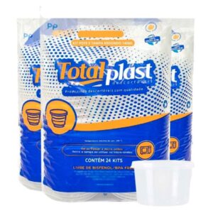 KIT POTE TOTALPLAST 200ML TRANSPARENTE COM 24