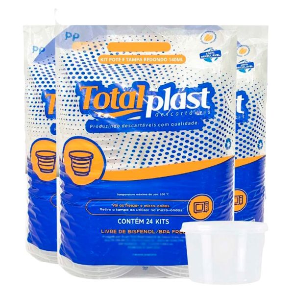 KIT POTE TOTALPLAST 200ML TRANSPARENTE COM 24