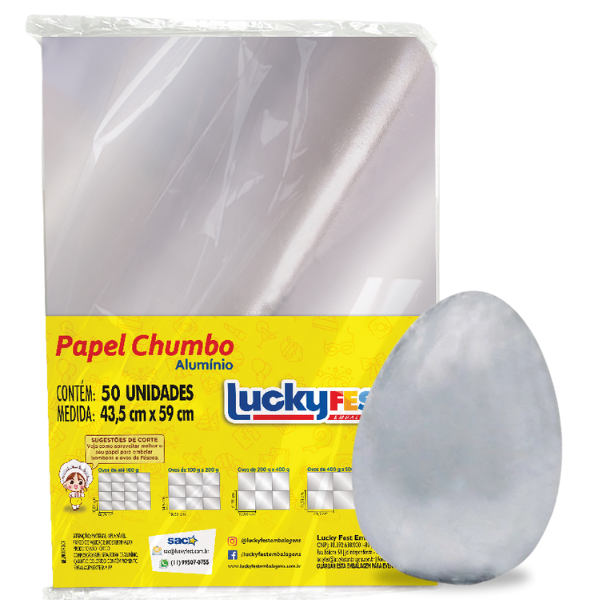EMBALAGEM L OVO CHUMBO 43,5X59 PRATA COM 50