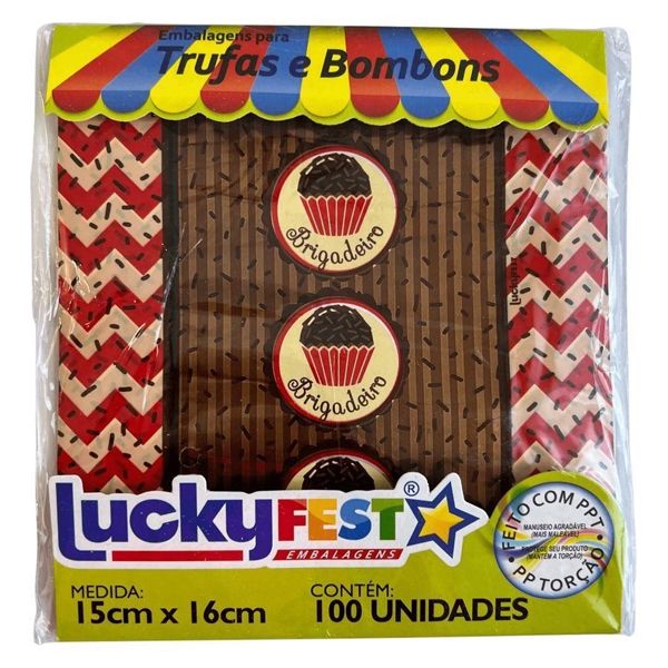 EMBALAGEM L BOMBOM PP 15X16 BRIGADEIRO COM 100