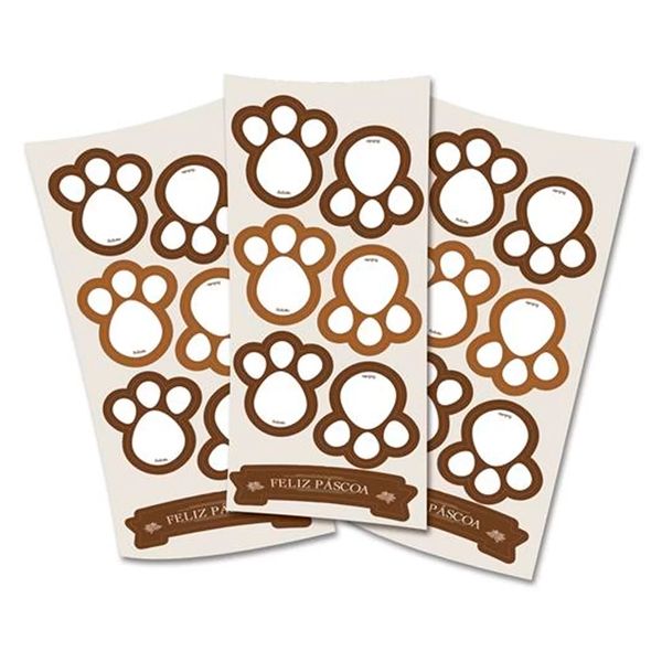 ADESIVO PÁSCOA FESTCOLOR PATA CHOCOLATE BRANCO COM 21