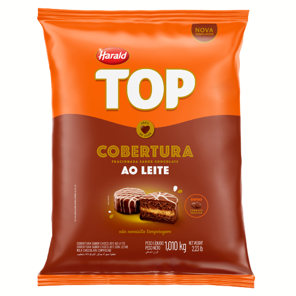 COBERTURA HARALD TOP GOTAS AO LEITE COM 1,01KG