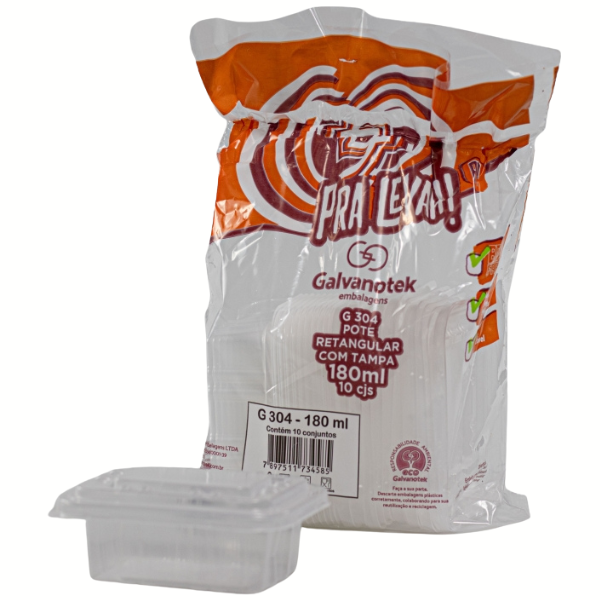 EMBALAGEM GALVANOTEK SF G-304 POTE RETANGULAR 180ML COM 10