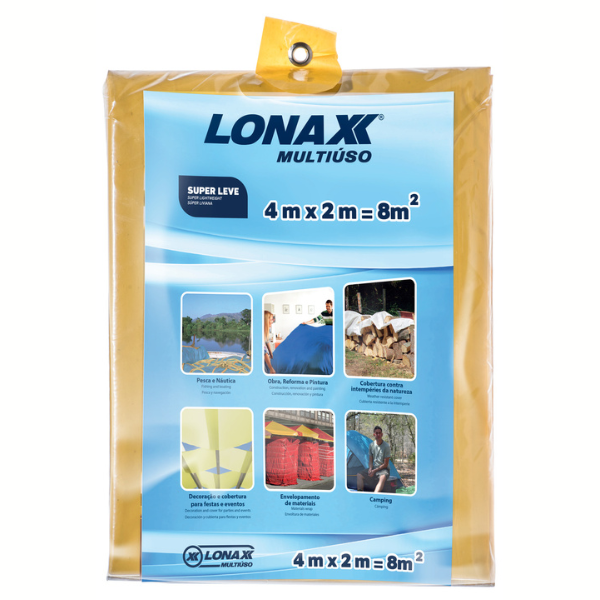 LONA PLÁSTICA LONAX MULTIUSO AMARELA 4X2M UNIDADE