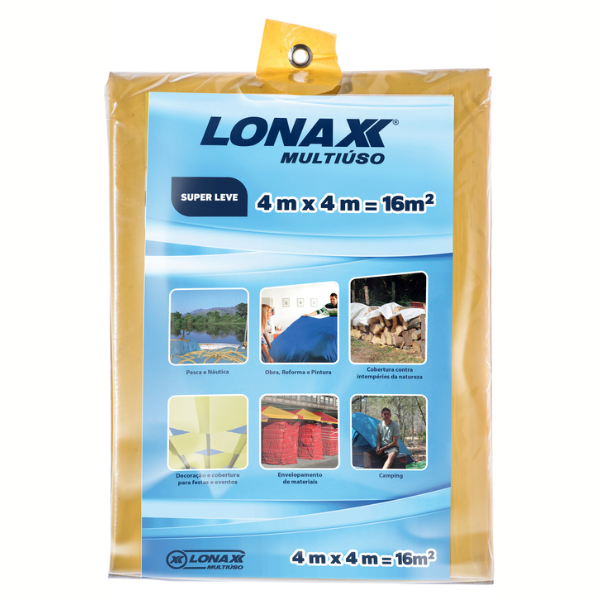 LONA PLÁSTICA LONAX MULTIUSO AMARELA 4X4M UNIDADE