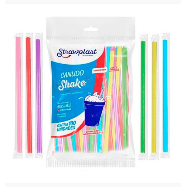 CANUDO STRAWPLAST 8X210 NEON CS328 SHAKE SACHÊ COM 100