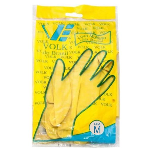 LUVA VOLK LIMPEZA AMARELA M COM 2