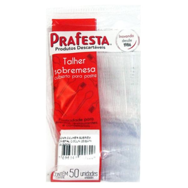 COLHER PRAFESTA SOBREMESA TRANSPARENTE COM 50