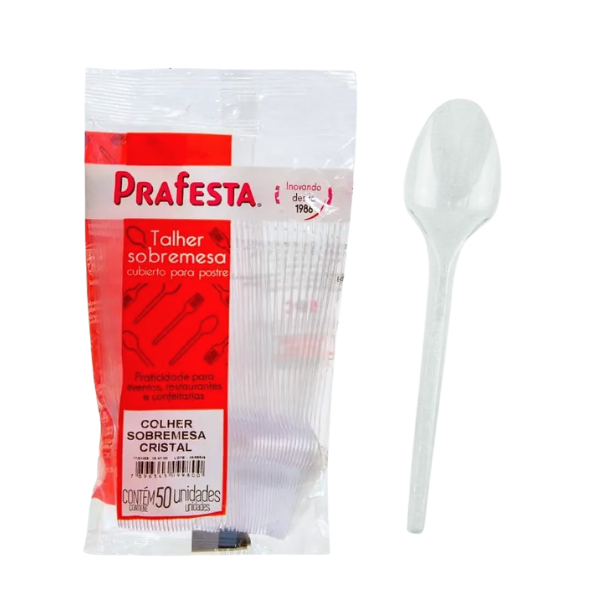 COLHER PRAFESTA SOBREMESA TRANSPARENTE COM 50
