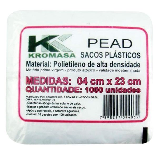 SACO PLÁSTICO ALTA DENSIDADE 15.0X.30X0.03 COM 1000