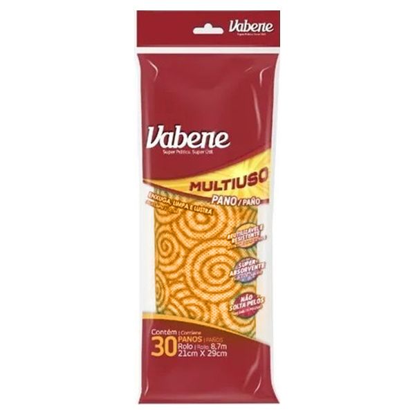 PANO MULTIUSO ROLO VABENE 21X29 40G LARANJA COM 30