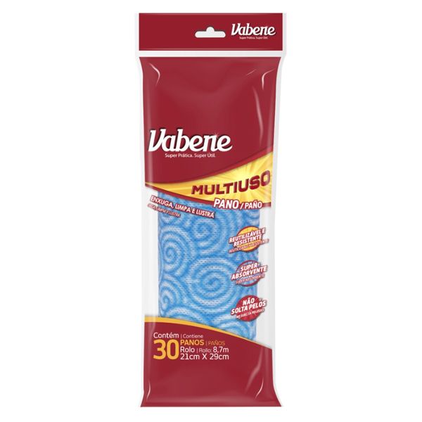 PANO MULTIUSO ROLO VABENE 21X29 40G AZUL COM 30