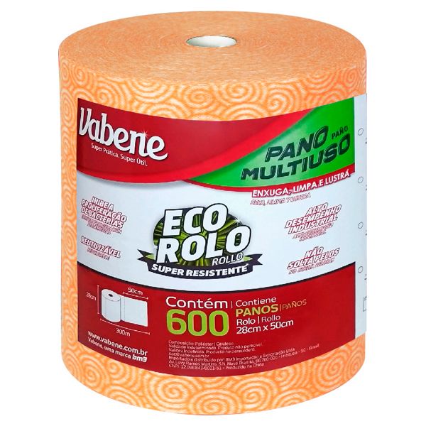 PANO MULTIUSO ROLO VABENE 28X40 35G LARANJA COM 600