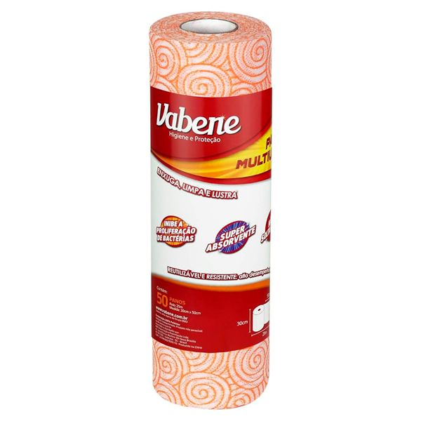 PANO MULTIUSO ROLO VABENE 28X50 35G LARANJA COM 50