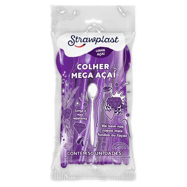 COLHER PLASTILÂNIA  REFEIÇÃO ROXA AÇAÍ COM 50