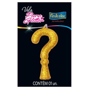 VELA FESTCOLOR PURO GLITTER NÚMERO ? DOURADA UNIDADE