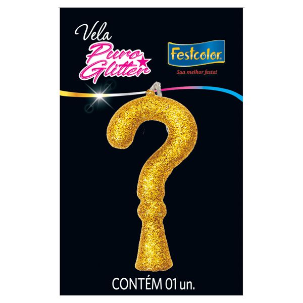 VELA FESTCOLOR PURO GLITTER NÚMERO ? DOURADA UNIDADE
