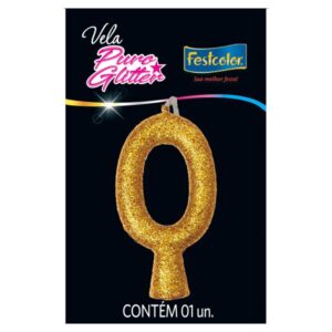 VELA FESTCOLOR PURO GLITTER NÚMERO 0 DOURADA UNIDADE