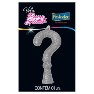 VELA FESTCOLOR PURO GLITTER NÚMERO ? PRATA UNIDADE