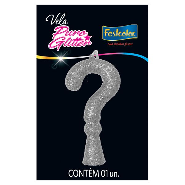 VELA FESTCOLOR PURO GLITTER NÚMERO ? PRATA UNIDADE