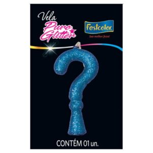 VELA FESTCOLOR PURO GLITTER NÚMERO ? AZUL UNIDADE