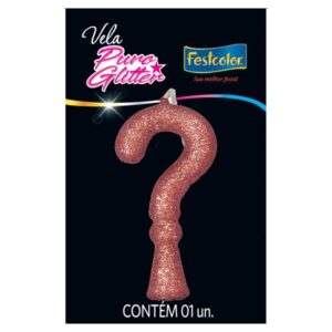VELA FESTCOLOR PURO GLITTER NÚMERO ? ROSE GRANDE UNIDADE