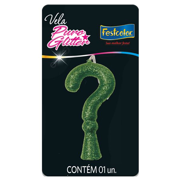 VELA FESTCOLOR PURO GLITTER NÚMERO ? VERDE UNIDADE