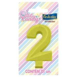 VELA FESTCOLOR CANDY NÚMERO 2 AMARELA UNIDADE