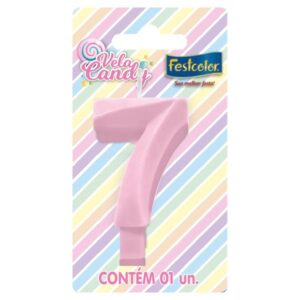 VELA FESTCOLOR CANDY NÚMERO 7 ROSA UNIDADE