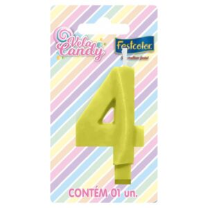 VELA FESTCOLOR CANDY NÚMERO 4 AMARELA UNIDADE