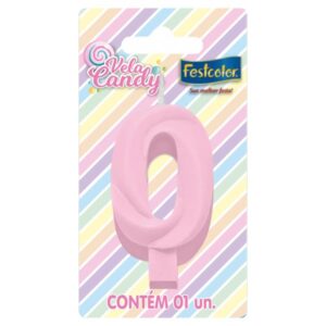 VELA FESTCOLOR CANDY NÚMERO 0 ROSA UNIDADE