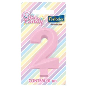 VELA FESTCOLOR CANDY NÚMERO 2 ROSA UNIDADE